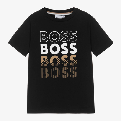 Shop Hugo Boss Boss Boys Black Cotton T-shirt
