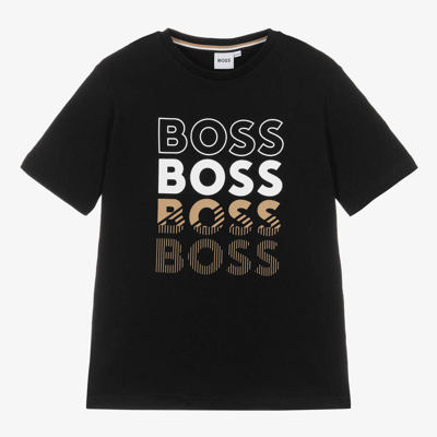 Shop Hugo Boss Boss Teen Boys Black Cotton T-shirt