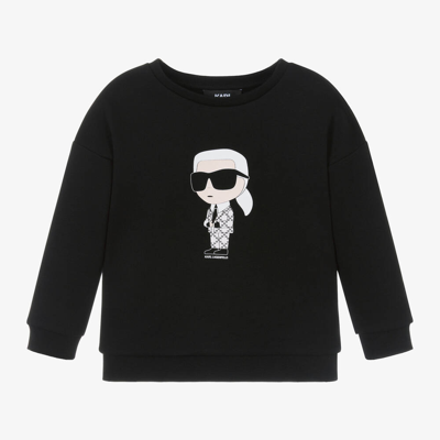 Shop Karl Lagerfeld Kids Boys Black Cotton Karl Ikonik Sweatshirt