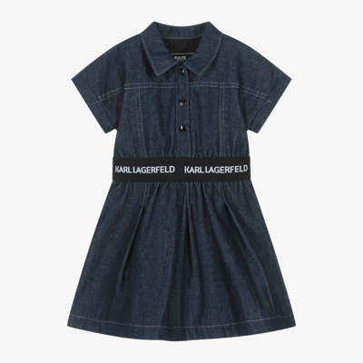 Shop Karl Lagerfeld Kids Girls Dark Blue Denim Dress