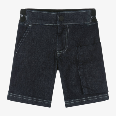 Shop Karl Lagerfeld Kids Boys Dark Blue Denim Shorts