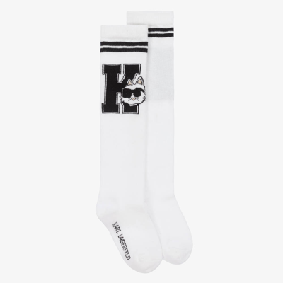 Shop Karl Lagerfeld Kids White Cotton Choupette Socks