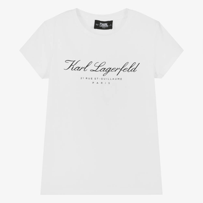Shop Karl Lagerfeld Kids Teen Girls White Karl Signature T-shirt