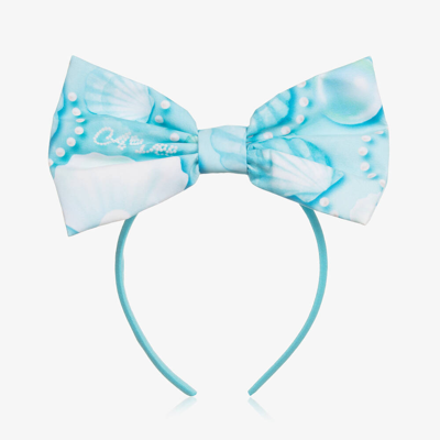 Shop A Dee Girls Blue Pearl & Shell Bow Hairband
