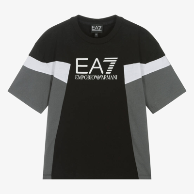 Shop Ea7 Emporio Armani Teen Boys Black Cotton T-shirt