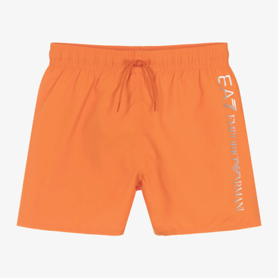 Shop Ea7 Emporio Armani Boys Orange Swim Shorts