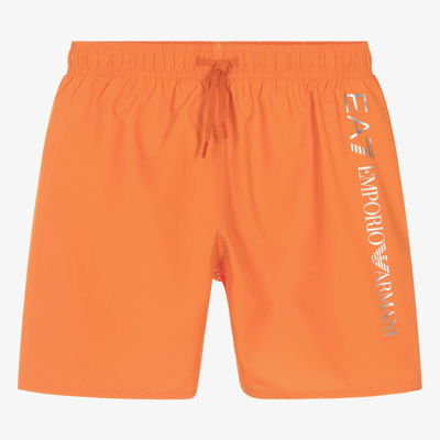 Shop Ea7 Emporio Armani Teen Boys Orange Swim Shorts