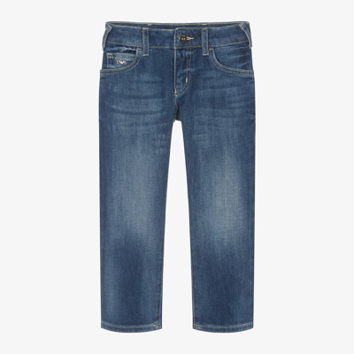 Shop Emporio Armani Boys Blue Denim Straight Leg Jeans