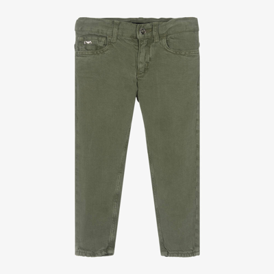 Shop Emporio Armani Boys Green Denim Straight Leg Jeans