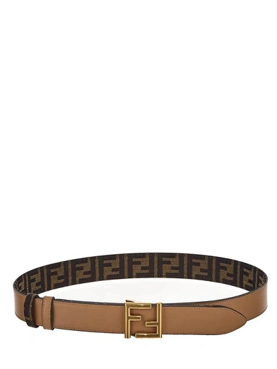 Shop Fendi Reversible Ff Belt In Beige