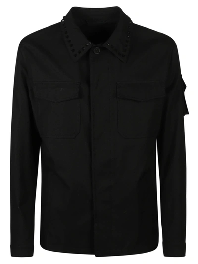 Shop Valentino Studded Jacket In Black