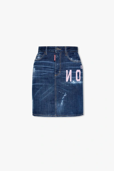 Shop Dsquared2 Denim Skirt In Blu