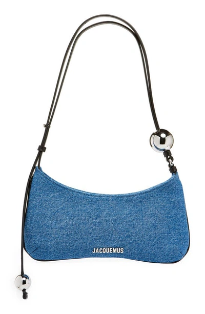 Shop Jacquemus Le Bisou Perle Denim Shoulder Bag In Blue