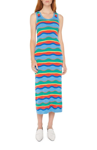Shop Mother Stripe Sleeveless Sweater Dress In Multi Blue Stripe