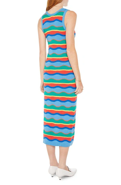 Shop Mother Stripe Sleeveless Sweater Dress In Multi Blue Stripe