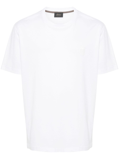 Shop Brioni T-shirt Mit Logo-stickerei In White