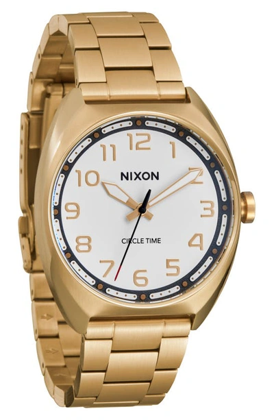 Shop Nixon Mullet Bracelet Watch, 38mm In Light Gold / White