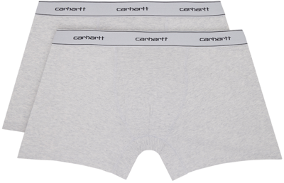 Shop Carhartt Two-pack Gray Boxers In 1fw Ash Heather + As