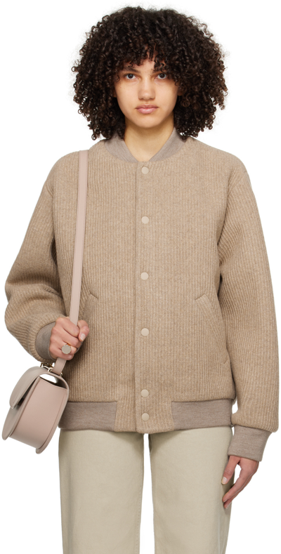 Shop Apc Beige Mick Bomber Jacket In Baa Beige