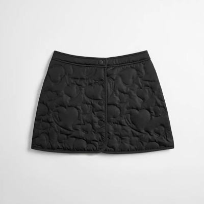 Shop Coach Topia Loop Quilted Heart Mini Skirt In Black