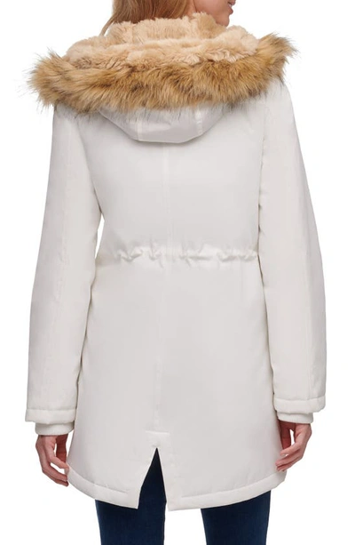 Shop Levi's Arctic Cloth Water Resistant Hooded Parka With Removable Faux Fur Trim In White