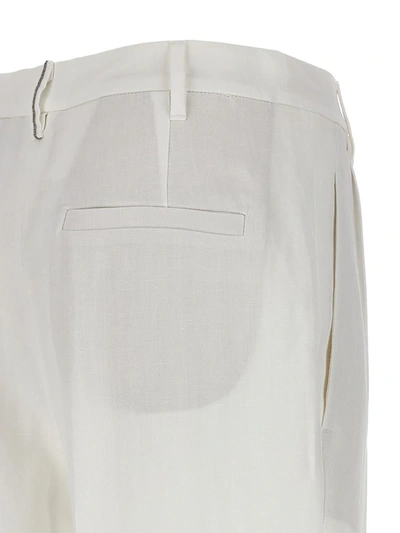 Shop Brunello Cucinelli Pants With Front Pleats In White
