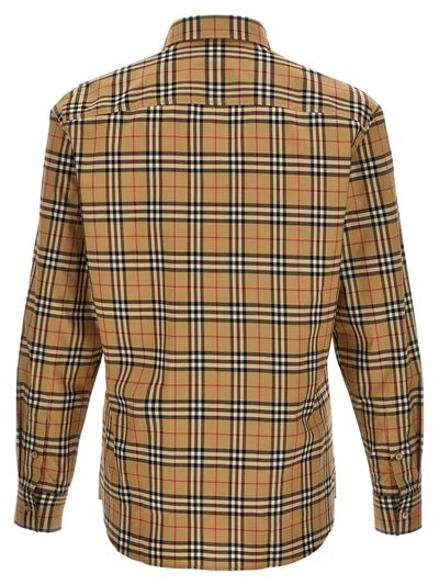 Shop Burberry 'simson' Shirt In Beige