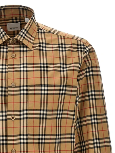 Burberry Caxbridge Plaid Printed Long-sleeved Shirt In Orange