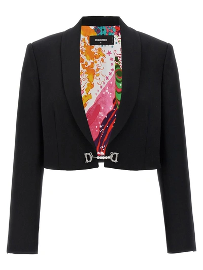 Dsquared2 'jewel' Short Jacket Cropped Length In Black