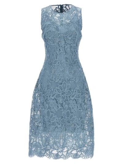 Shop Ermanno Scervino Lace Midi Dress In Blue