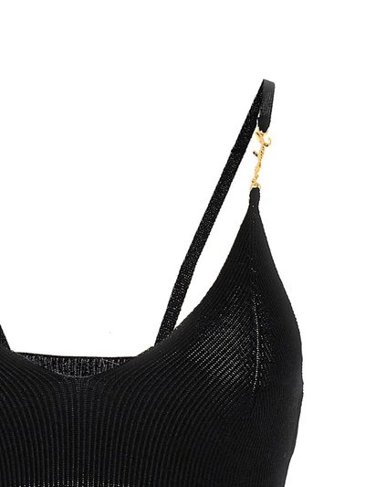 Jacquemus Le Bandeau Pralu Logo Crop Top In Black