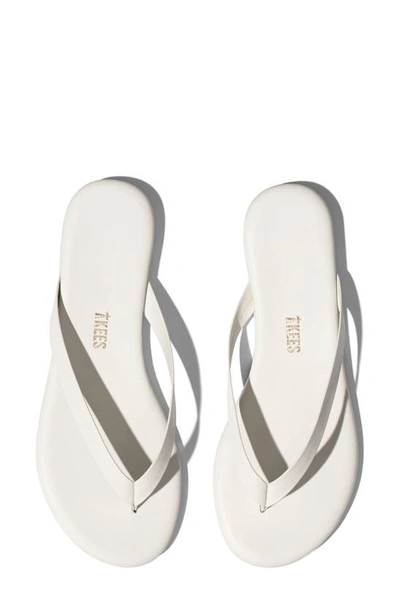 Shop Tkees The Boyfriend Leather Flip Flop In Cream