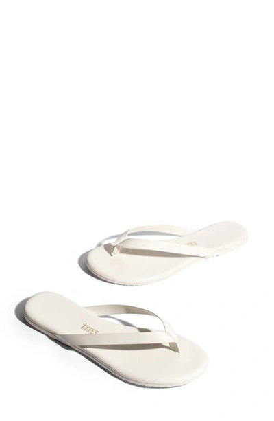 Shop Tkees The Boyfriend Leather Flip Flop In Cream