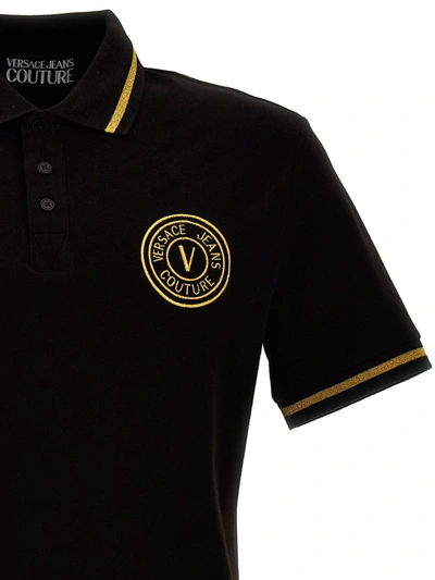 Shop Versace Jeans Couture Logo Polo Shirt In White/black