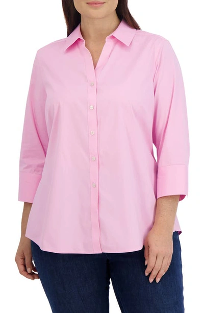 Shop Foxcroft Mary Non-iron Stretch Cotton Button-up Shirt In Bubblegum