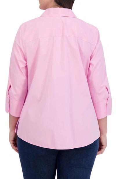 Shop Foxcroft Mary Non-iron Stretch Cotton Button-up Shirt In Bubblegum