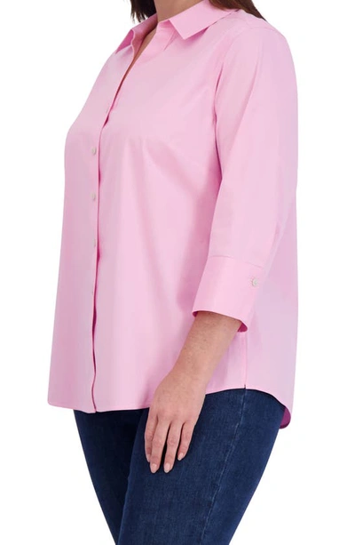Shop Foxcroft Mary Non-iron Stretch Cotton Button-up Shirt In Bubblegum