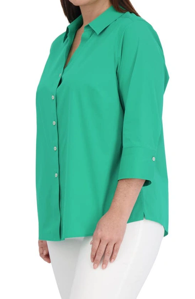 Foxcroft Mary Non-iron Stretch Cotton Button-up Shirt In Kelly Green
