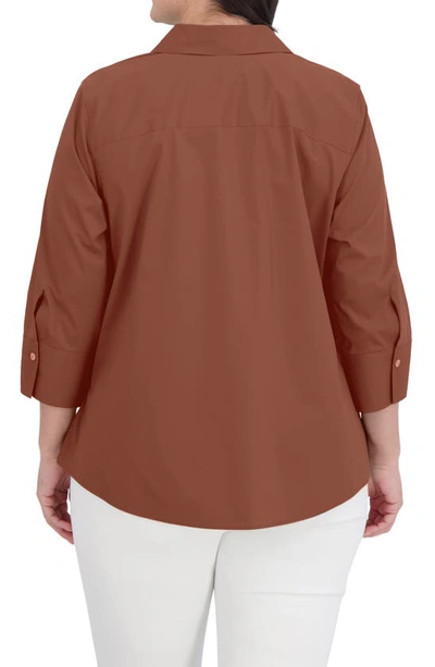 Foxcroft Mary Non-iron Stretch Cotton Button-up Shirt In Macchiato