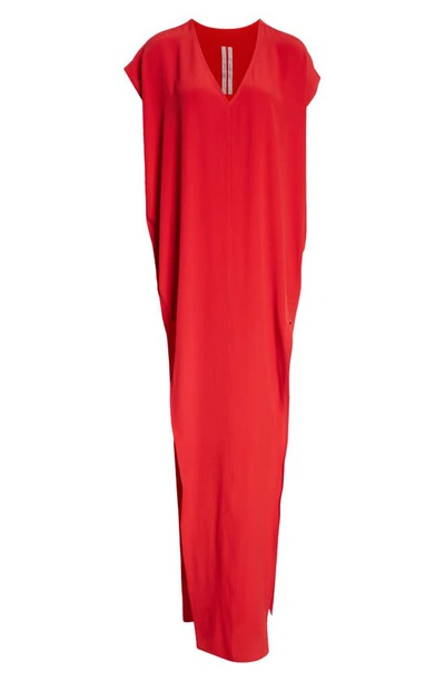 Shop Rick Owens Arrowhead Crepe Shift Dress In Cardinal Red