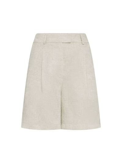 Shop Brunello Cucinelli Women's Lessivé Linen Baggy Shorts In Natural
