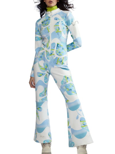 Shop Cynthia Rowley Women's Floral Water Repellent Ski Jumpsuit In White Multi