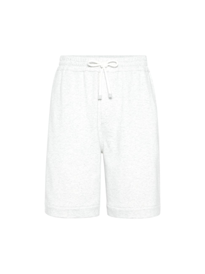 Shop Brunello Cucinelli Men's Techno Cotton French Terry Bermuda Shorts In Pearl Grey