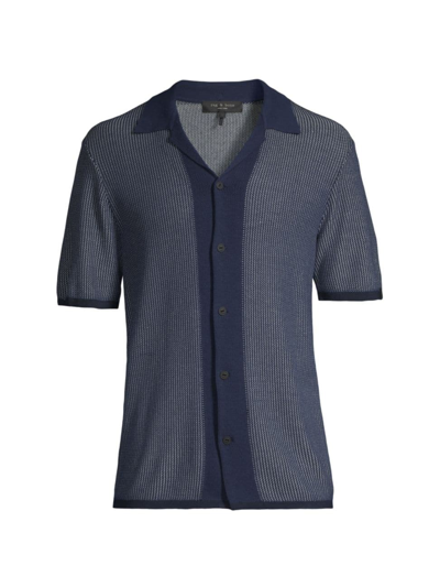 Shop Rag & Bone Men's Harvey Knit Camp Shirt In Blue