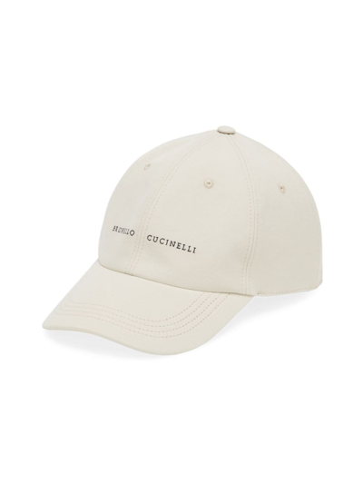 Shop Brunello Cucinelli Men's Baseball Cap In Twisted Cotton Gabardine With Embroidery In Oat