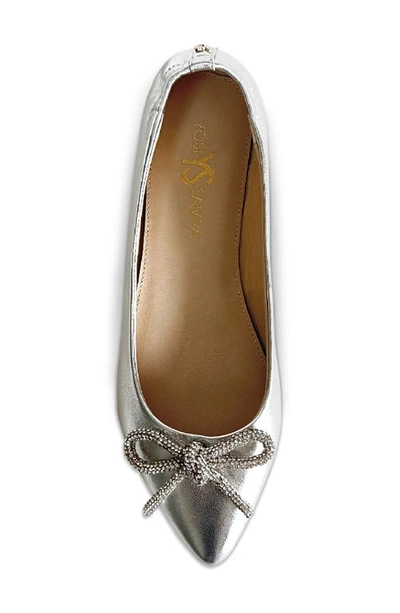Shop Yosi Samra Vivienne Pointed Toe Flat In Silver Metallic