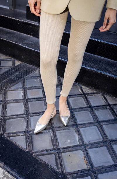 Shop Yosi Samra Vera Pointed Toe Slingback Flat In Silver Metallic