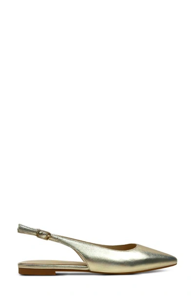 Yosi Samra Vera Pointed Toe Slingback Flat In Light Gold Metallic