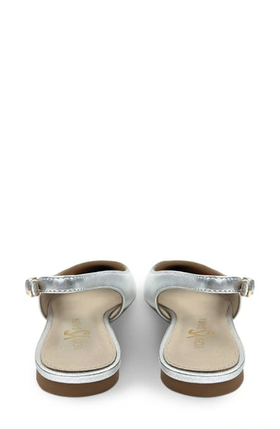 Shop Yosi Samra Vera Pointed Toe Slingback Flat In Silver Metallic