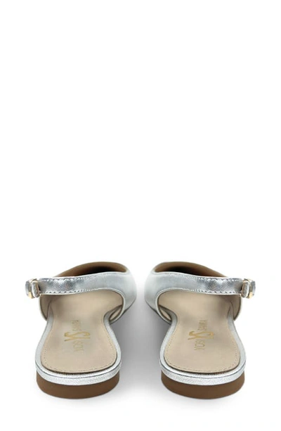 Yosi Samra Vera Pointed Toe Slingback Flat In Silver Metallic